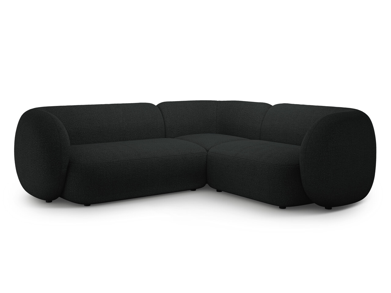 Coltar dreapta 4 locuri, Kate, Micadoni Home, 252x220x76 cm, tesatura boucle, negru Colțare